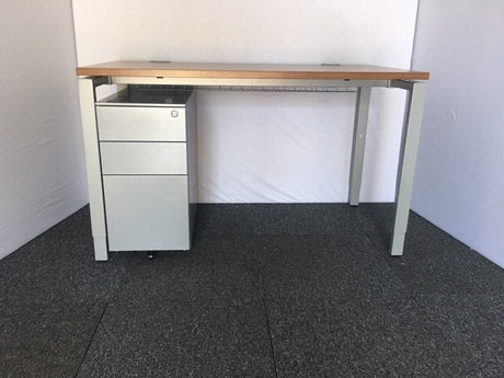 Haworth Walnut Bench Desk with Slimline Pedestal