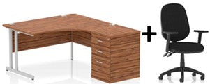 Bundle Deal - Crescent Desk + Desk High Pedestal & Chair (dyn)