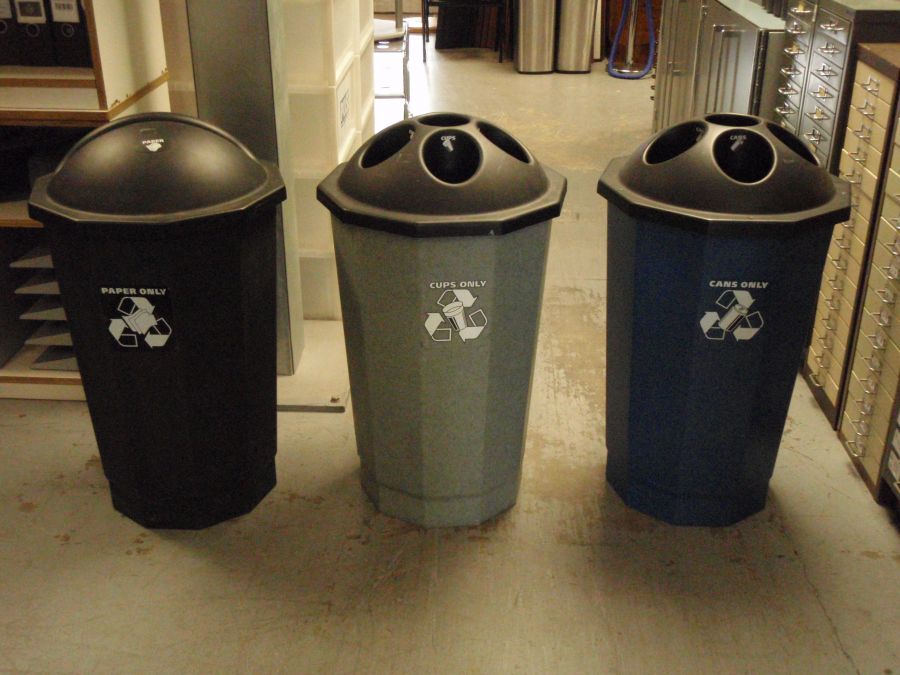 Grey Recycle Bin with Black Top