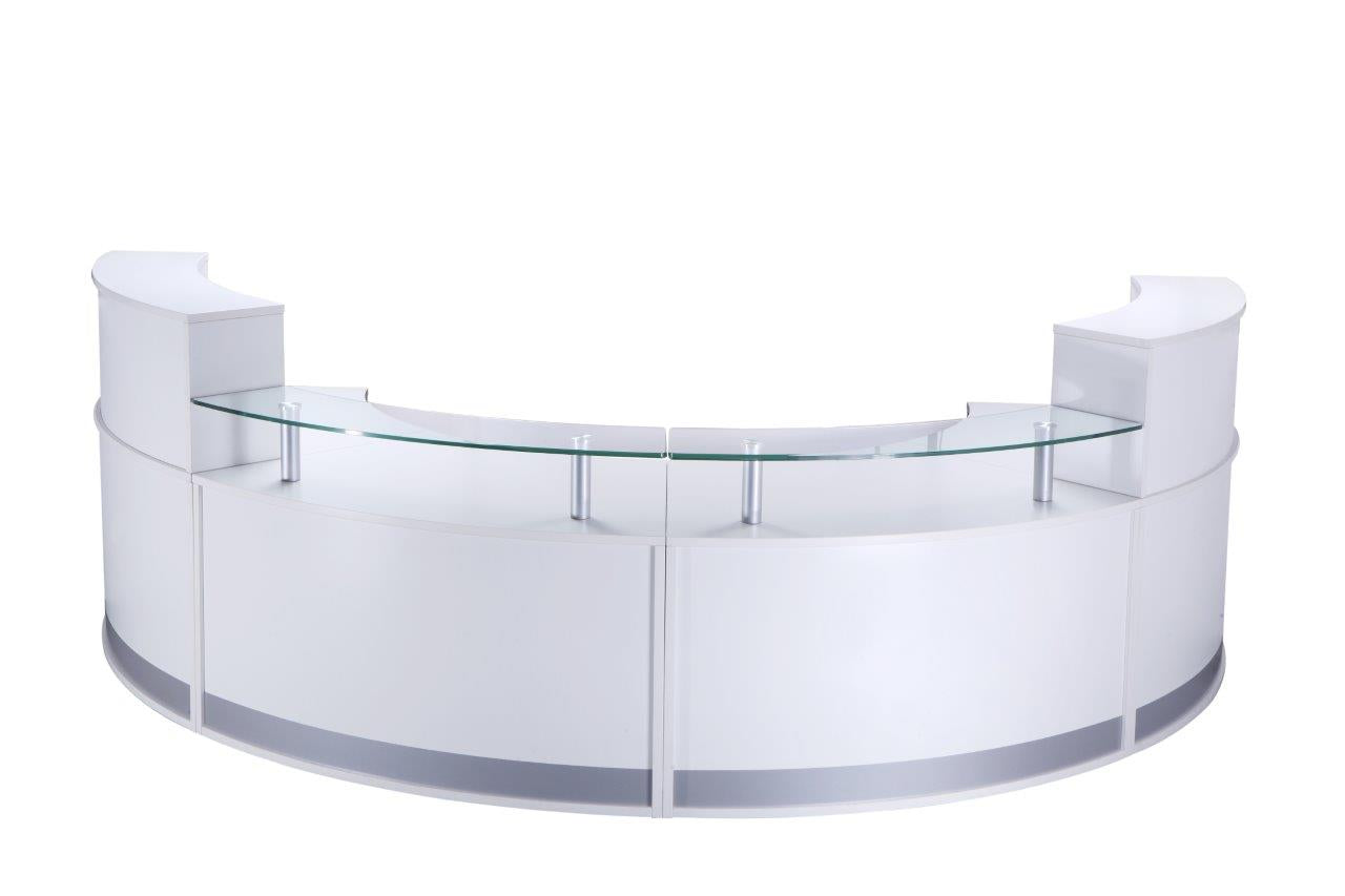 Low Glass Top Curved Reception Desk Unit