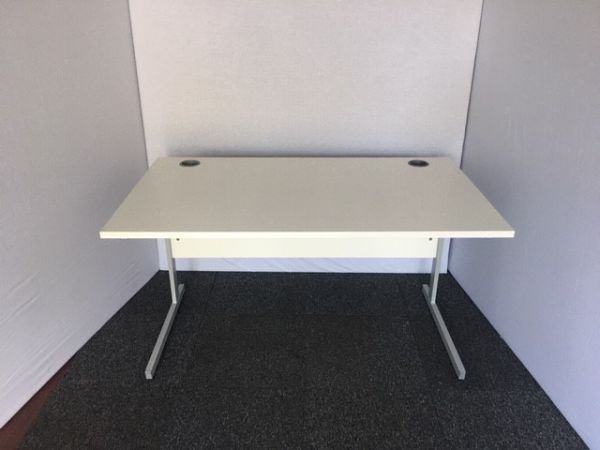 White Top Silver Cantilever Leg Desk