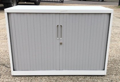 White Low Grey 2 Door Tambour Unit