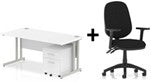 Bundle Deal - Straight Desk + 2 Drawer Pedestal & Chair