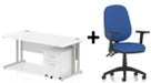 Bundle Deal - Straight Desk + 2 Drawer Pedestal & Chair