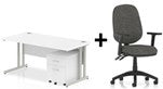 Bundle Deal - Straight Desk + 2 Drawer Pedestal & Chair