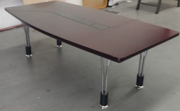 Mahogany with Black Inlay Chrome Leg Boardroom Table