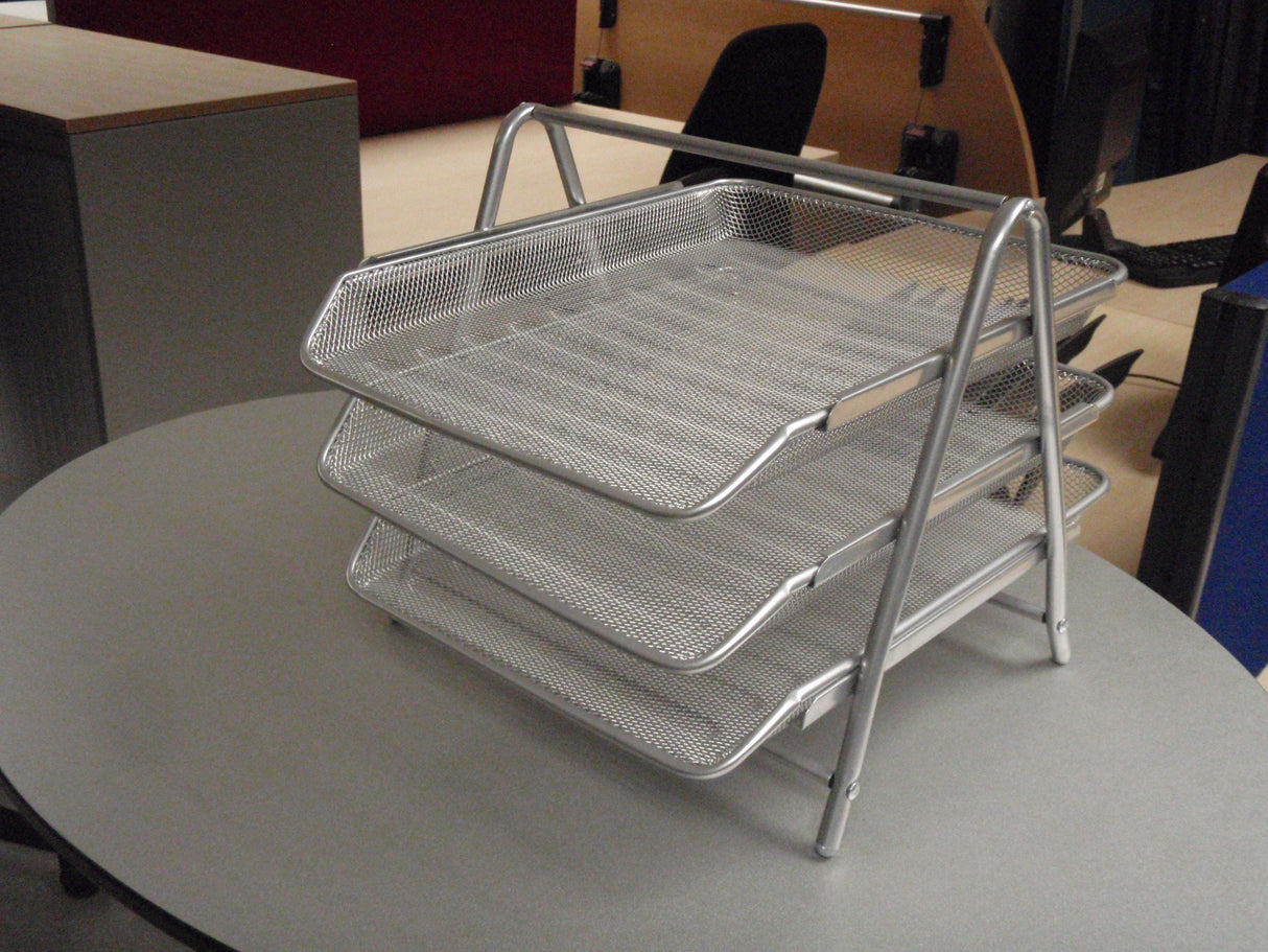 Silver Mesh 3 Tier In - Out Tray & Upright