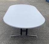 White Oval Boardroom Table with Black & Chrome Base