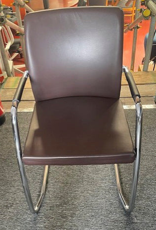 Brown Leather & Chrome Meeting Chair