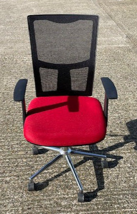 Red & Black Mesh Back Operator Chair