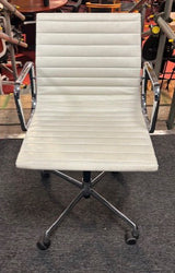 White Leather Ribbed Operator Chair
