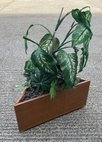 Triangular Office Faux Plants and Planter
