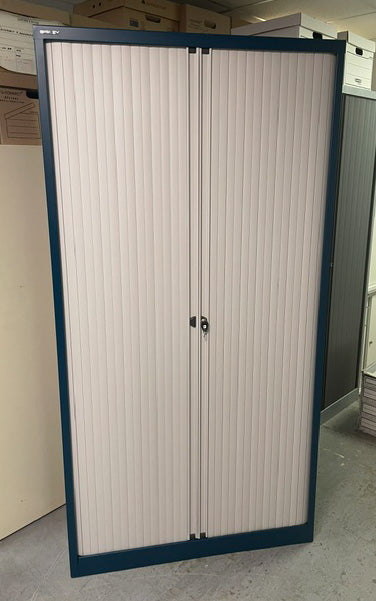Bisley Turquoise & Grey Metal 2 Door Tambour