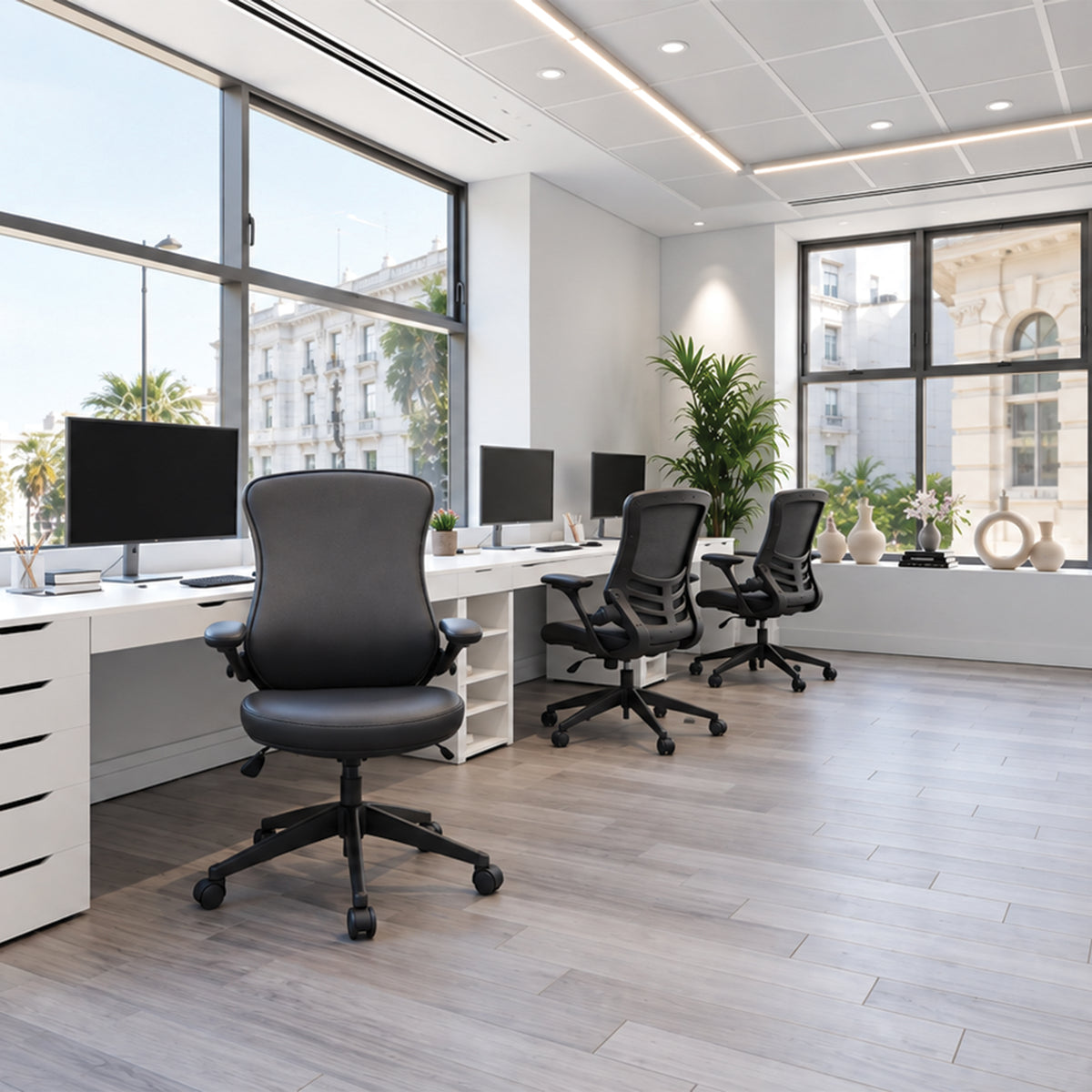Lun Leather Medium Back Manager Chair