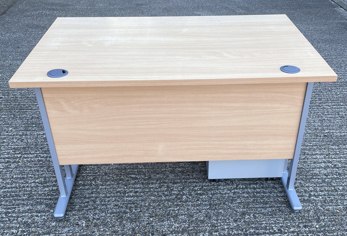 Straight Beech Desk with Pedestal