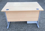 Straight Beech Desk with Pedestal