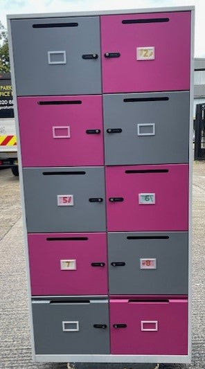 Pink & Grey 10 Door Post Cabinet