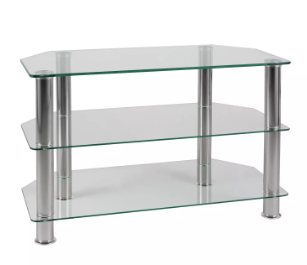 Glass Corner TV Unit Clear & Chrome