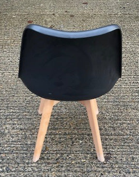 Black Plastic & Wood Leg Chair Padded Seat