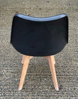 Black Plastic & Wood Leg Chair Padded Seat