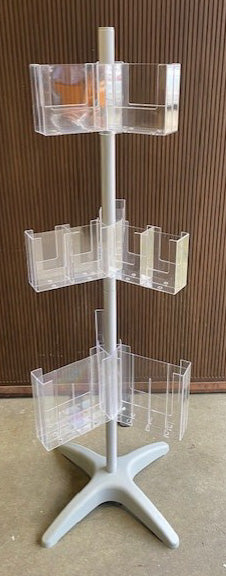 Grey & Perspex A4 A5 A6 Rotating Leaflet Stand
