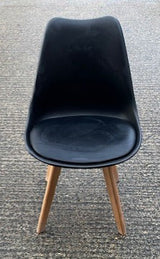 Black Plastic & Wood Leg Chair Padded Seat