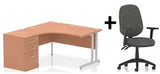 Bundle Deal - Crescent Desk + Desk High Pedestal & Chair (dyn)