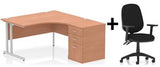 Bundle Deal - Crescent Desk + Desk High Pedestal & Chair (dyn)