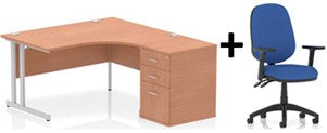 Bundle Deal - Crescent Desk + Desk High Pedestal & Chair (dyn)