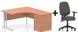Bundle Deal - Crescent Desk + Desk High Pedestal & Chair (dyn)