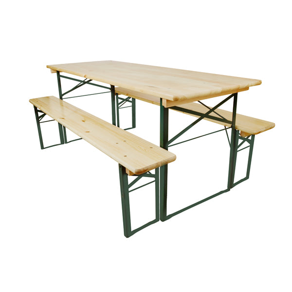Wooden Trestle Table & Benches