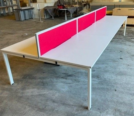 White User Bench Desks with White Frame