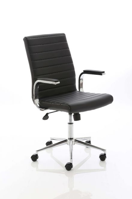 Grey Leather & Chrome Executive Operator Chair