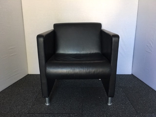 BOSS Black Leather Reception Easy Chair