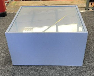 BRS Light Blue Coffee Table with Glass Top