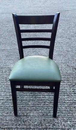 Dark Walnut & Green Vinyl Dining Chair