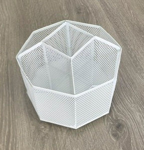White Metal Mesh Desk Tidy