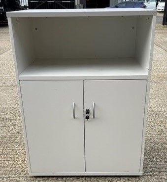 White Low Open Top Cabinet with White Doors