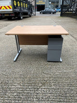 Straight Oak Desk with Slimline Pedestal