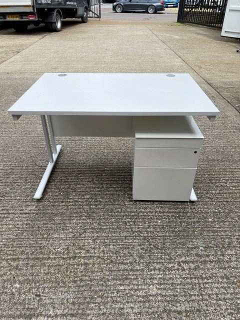Rectangular Desk with Mobile Pedestal White
