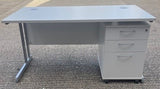Straight Desk 1400x700mm + Pedestal White