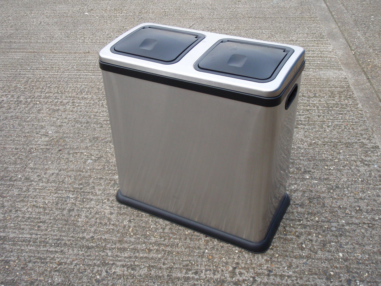 Stainless Steel & Black Double Recycle Bins