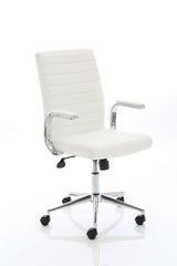 Grey Leather & Chrome Executive Operator Chair