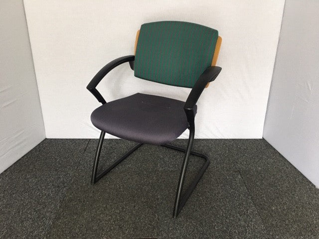 Green Striped Style Visitor Chair