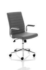 Grey Leather & Chrome Executive Operator Chair