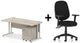 Bundle Deal - Straight Desk + 2 Drawer Pedestal & Chair
