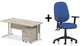 Bundle Deal - Straight Desk + 2 Drawer Pedestal & Chair