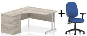 Bundle Deal - Crescent Desk + Desk High Pedestal & Chair (dyn)