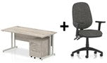 Bundle Deal - Straight Desk + 2 Drawer Pedestal & Chair