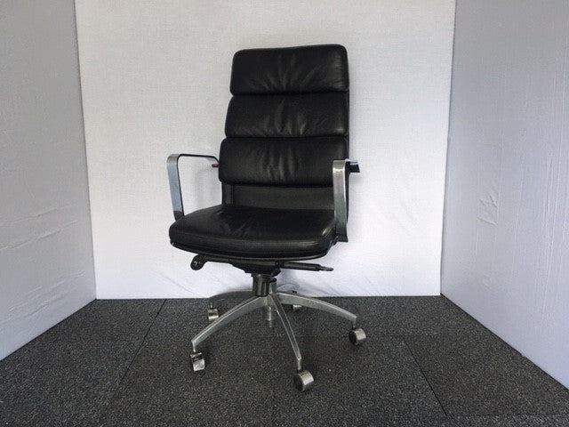 Black High Back Leather Padded Desk Chair